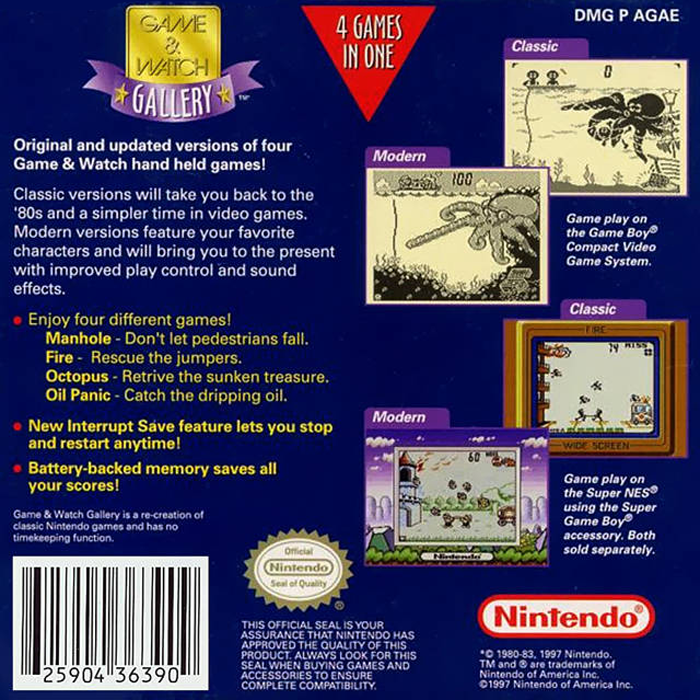 Game & Watch Gallery — Box back