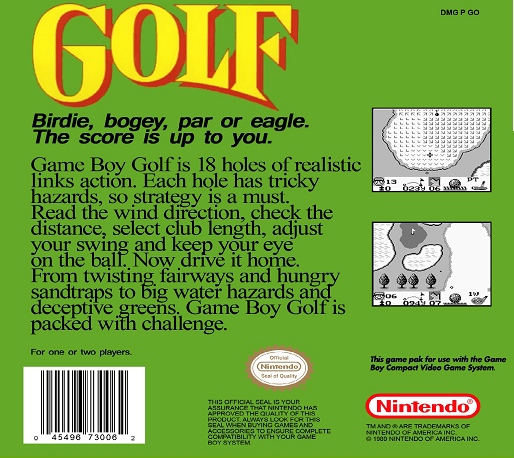 Golf — Box back
