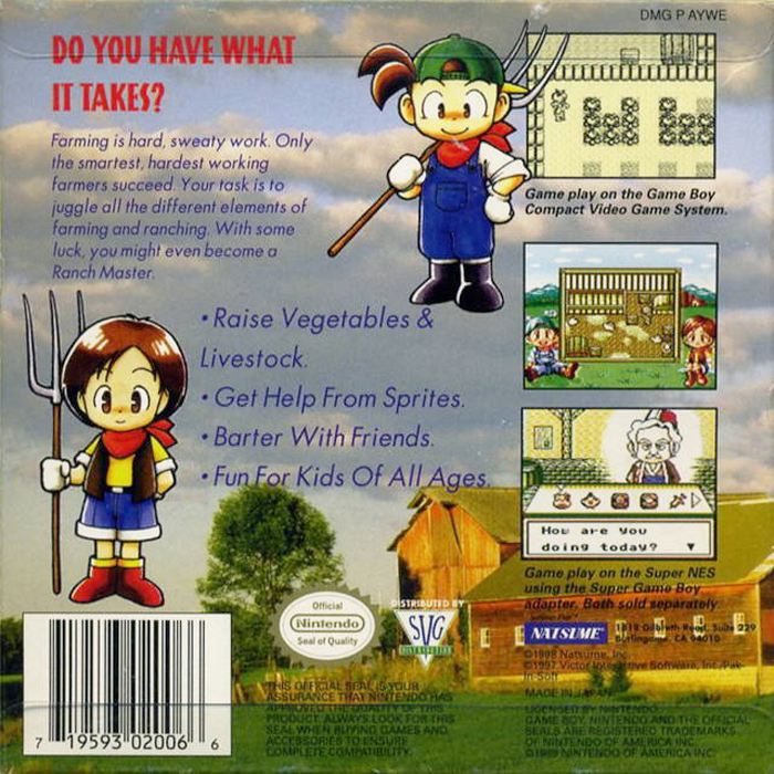 Harvest Moon GB — Box back