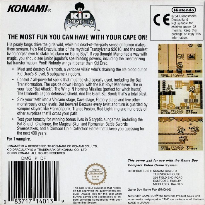 Kid Dracula — Box back