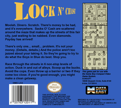 Lock n' Chase — Box back