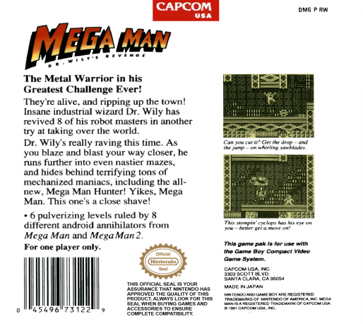 Mega Man : Dr. Wily's Revenge — Box back