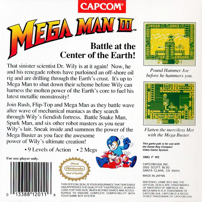 Mega Man III — Box back