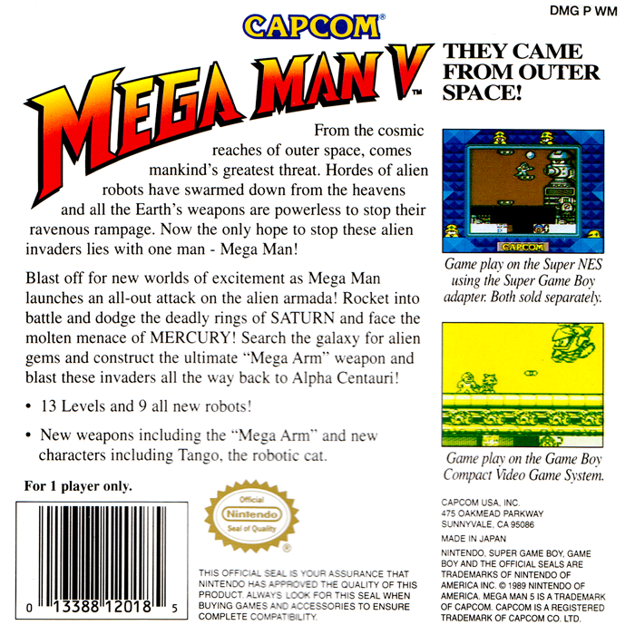 Mega Man V — Box back