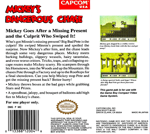Mickey's Dangerous Chase — Box back