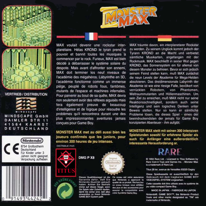 Monster Max — Box back