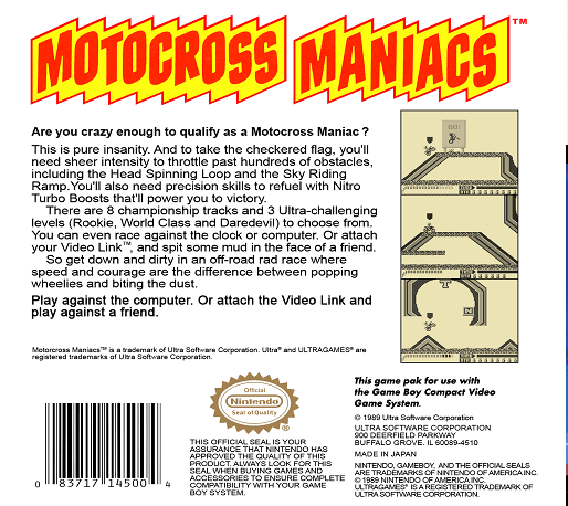 Motocross Maniacs — Box back