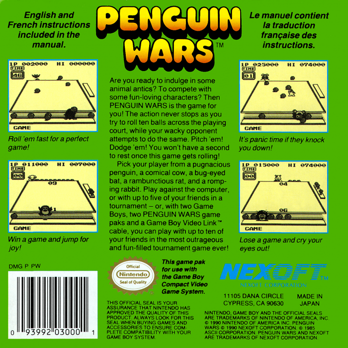 Penguin Wars — Box back