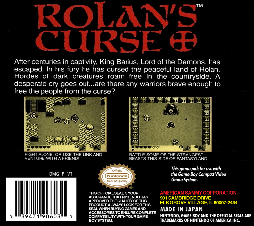 Rolan's Curse — Box back
