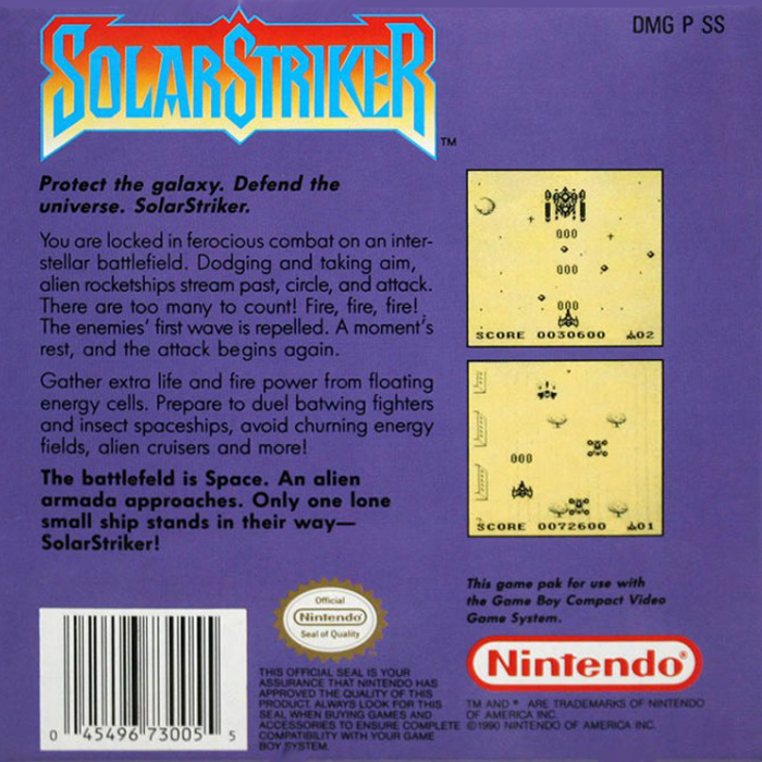 SolarStriker — Box back