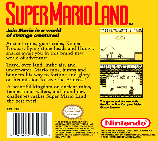 Super Mario Land — Box back