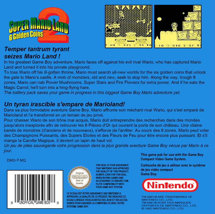 Super Mario Land 2: 6 Golden Coins — Box back