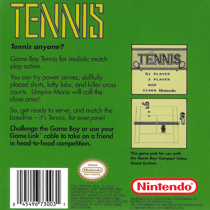 Tennis — Box back