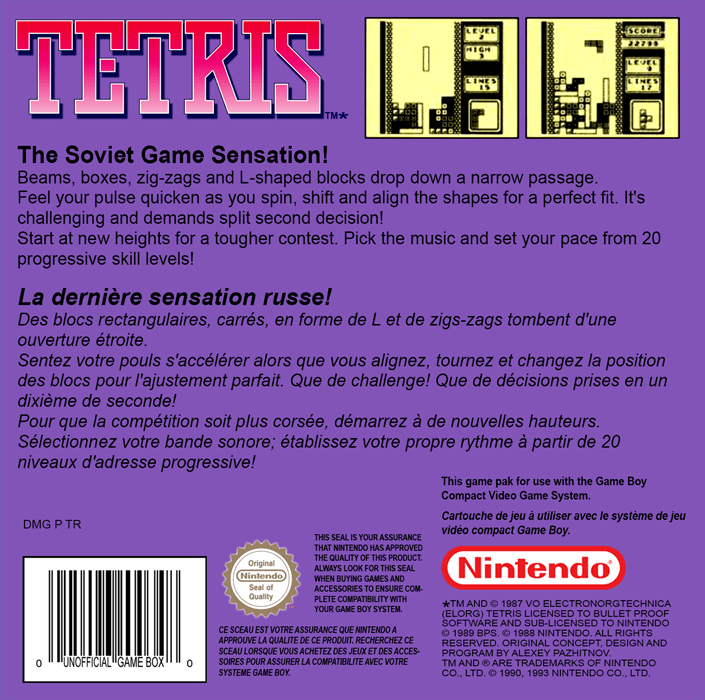 Tetris — Box back