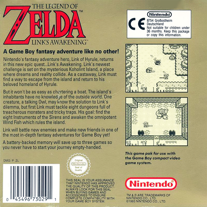The Legend of Zelda : Link's Awakening — Box back