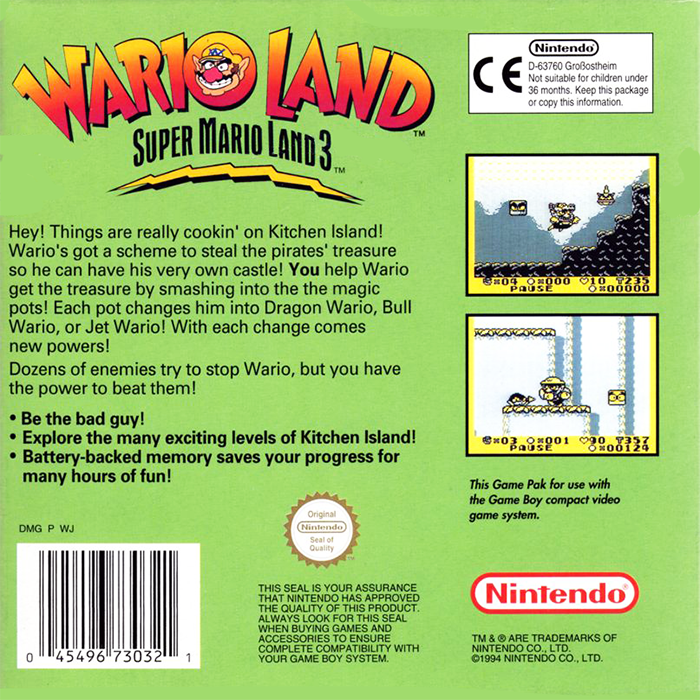 Wario Land : Super Mario Land 3 — Box back