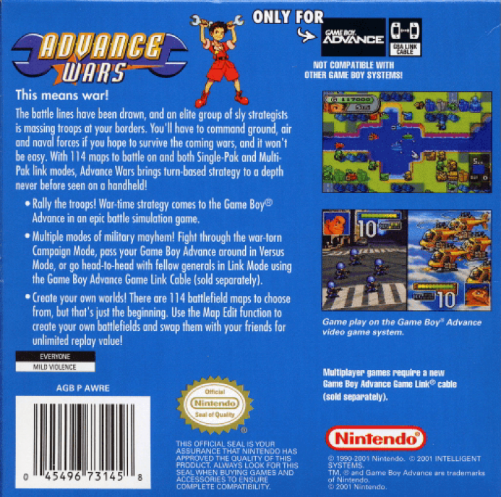 Advance Wars — Box back