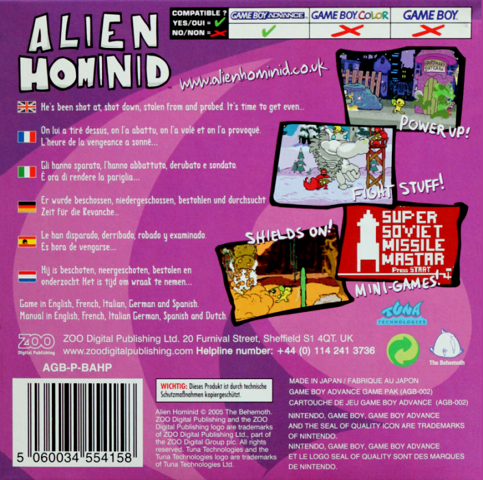 Alien Hominid — Box back