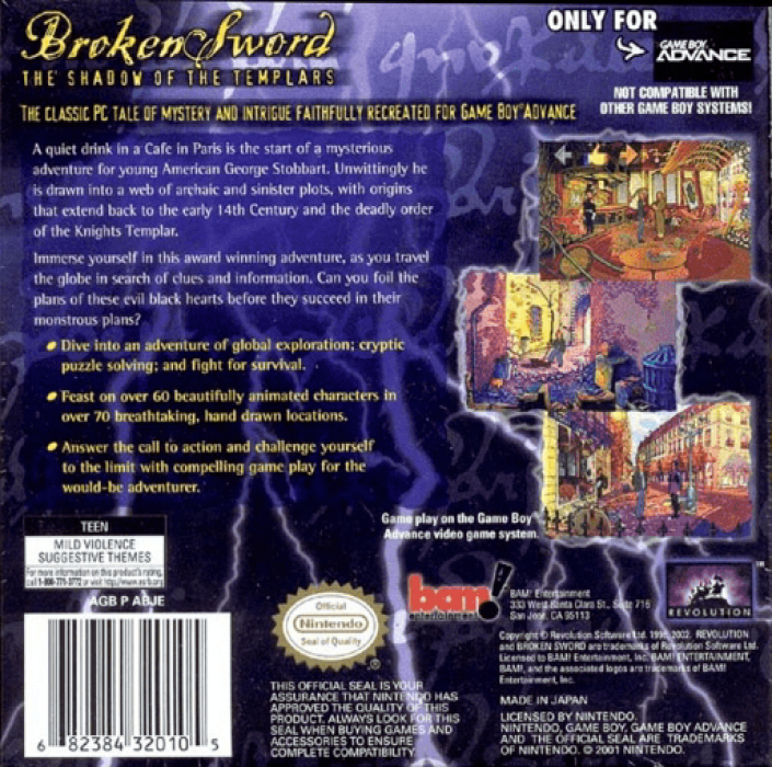Broken Sword: The Shadow of the Templars — Box back