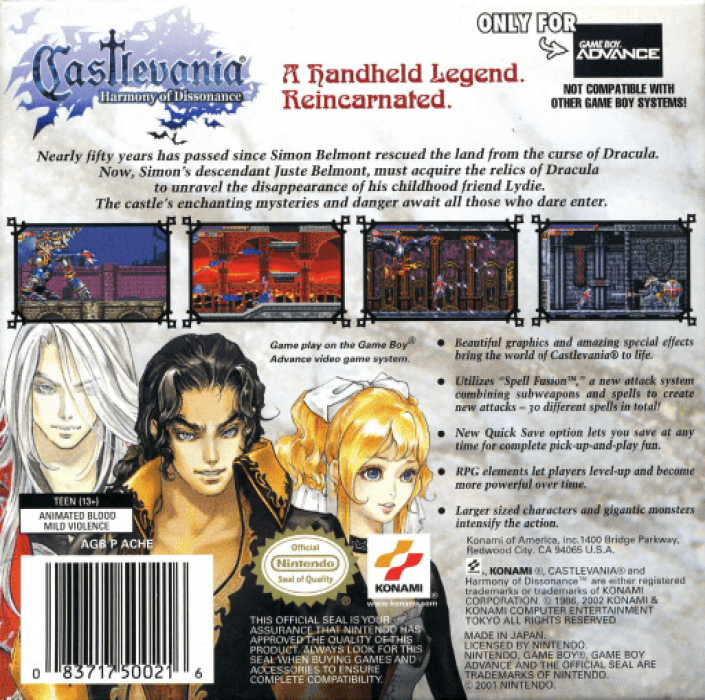 Castlevania : Harmony of Dissonance — Box back