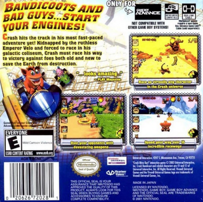 Crash Nitro Kart — Box back