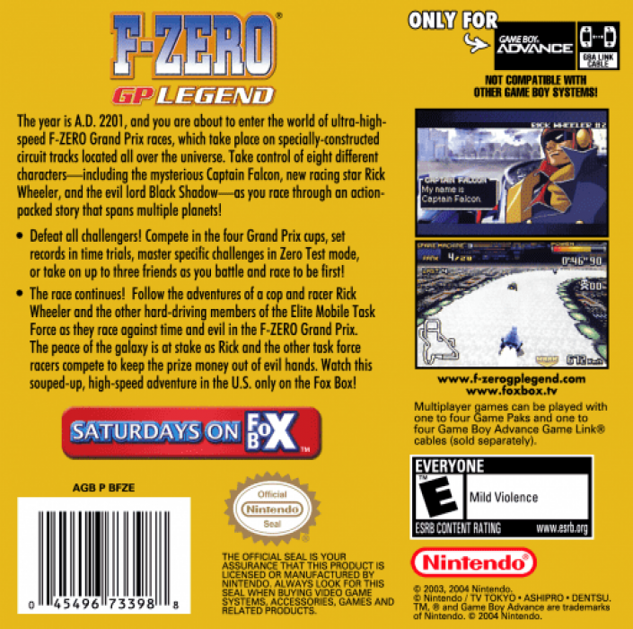 F-Zero : GP Legend — Box back
