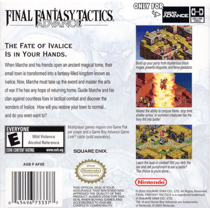 Final Fantasy Tactics Advance — Box back