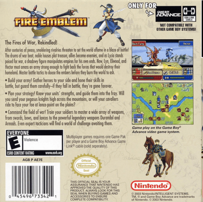 Fire Emblem — Box back