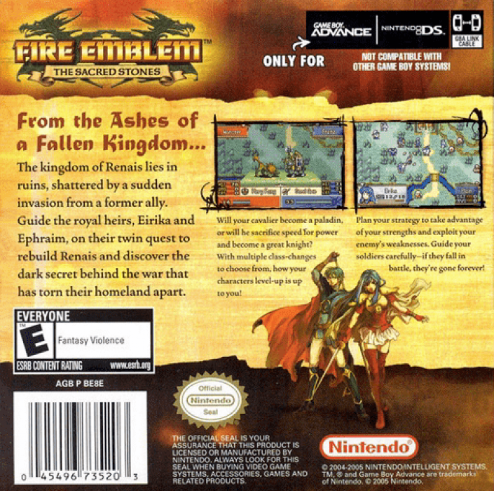 Fire Emblem : The Sacred Stones — Box back