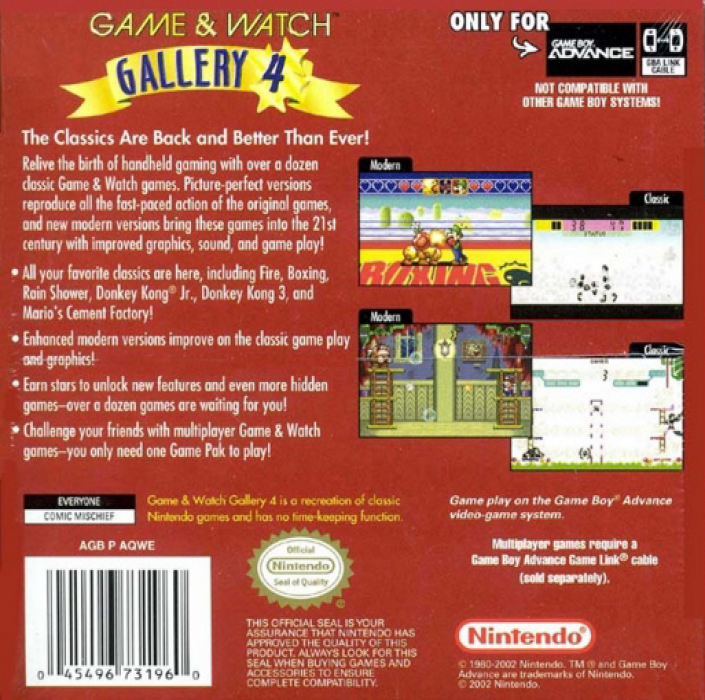 Game & Watch Gallery 4 — Box back