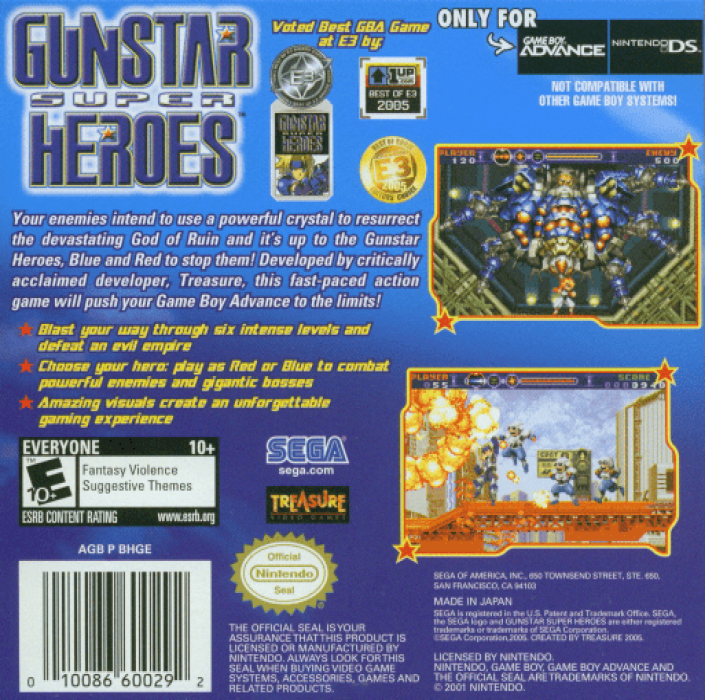 Gunstar Super Heroes — Box back