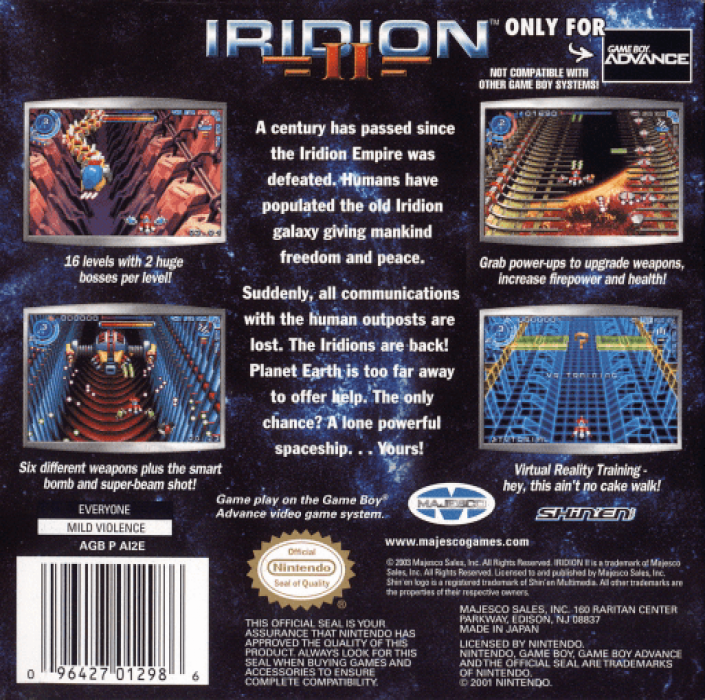 Iridion II — Box back