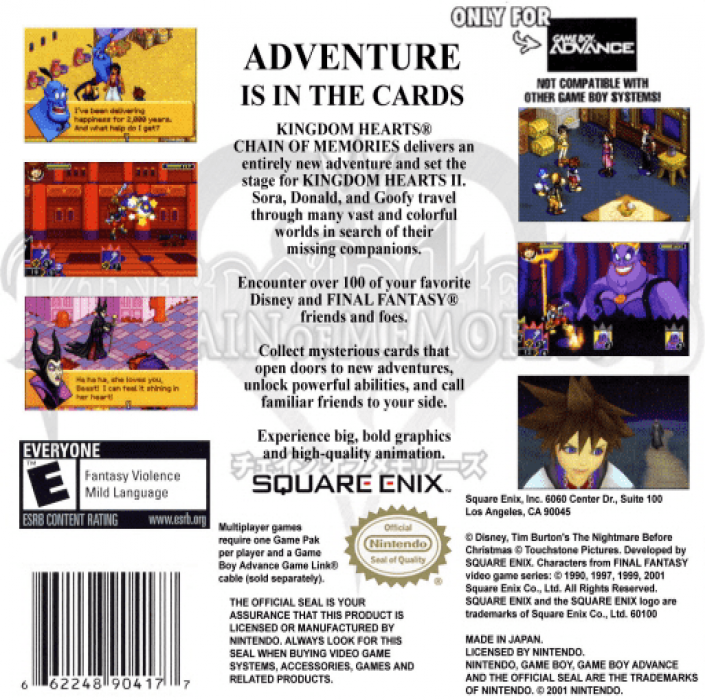Kingdom Hearts : Chain of Memories — Box back