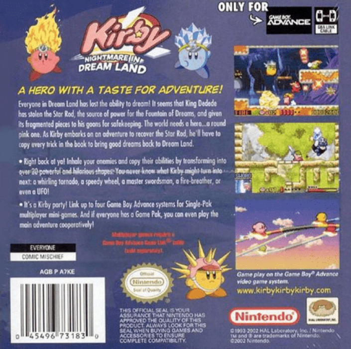 Kirby : Nightmare in Dream Land — Box back