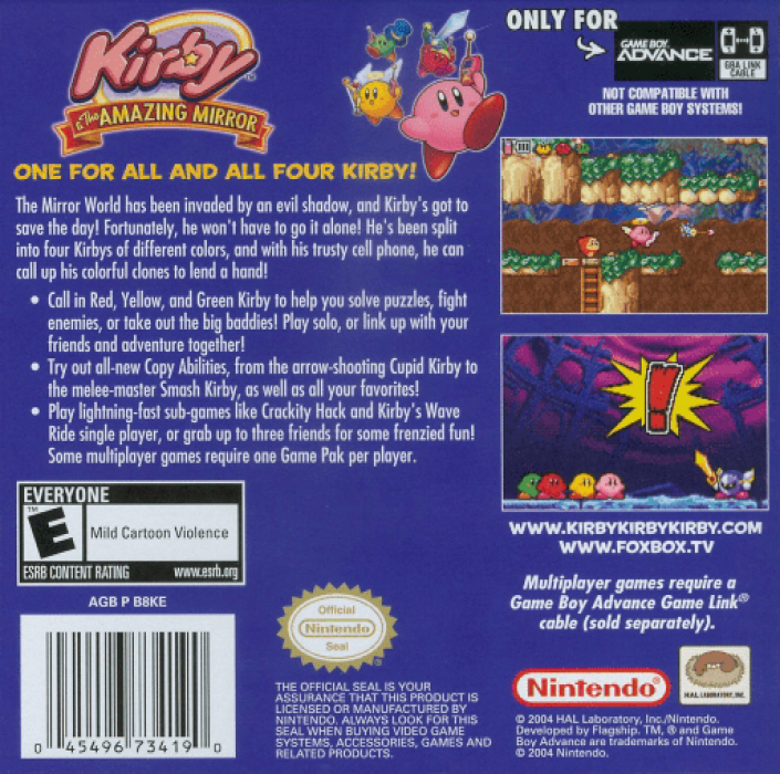Kirby & the Amazing Mirror — Box back