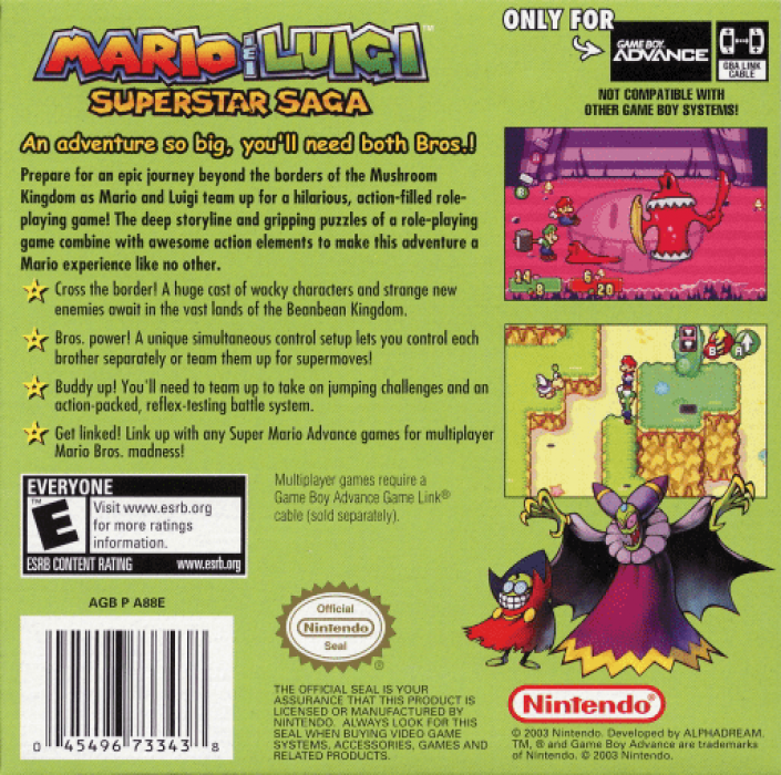Mario & Luigi : Superstar Saga — Box back