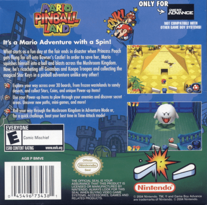 Mario Pinball Land — Box back