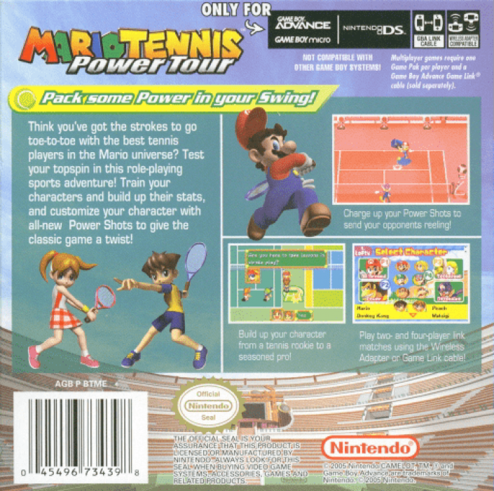Mario Tennis: Power Tour — Box back