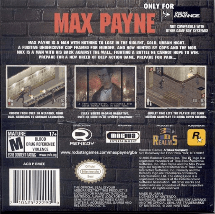 Max Payne — Box back