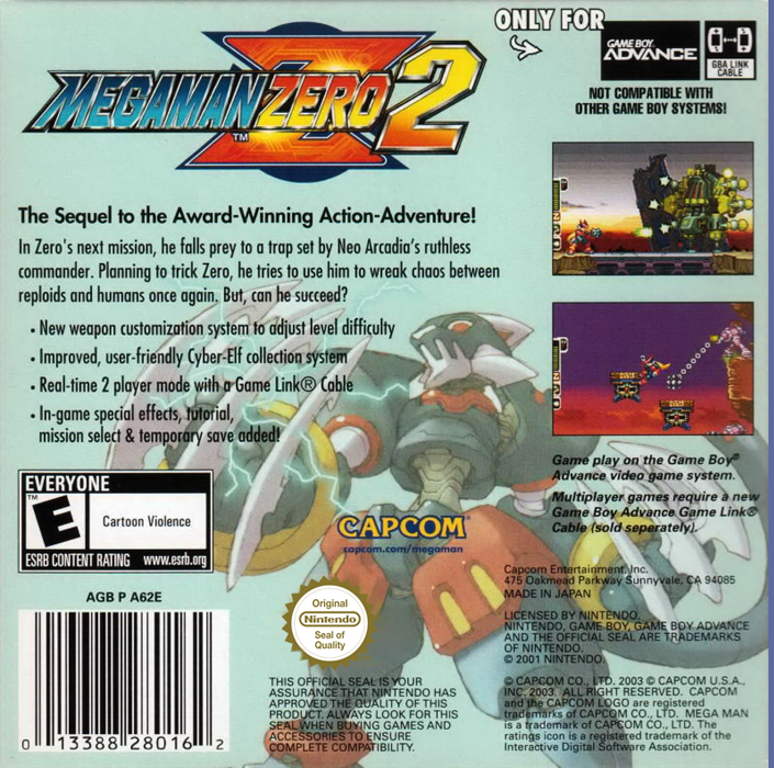 Mega Man Zero 2 — Box back