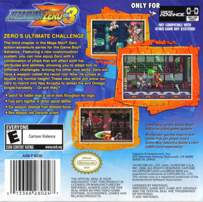 Mega Man Zero 3 — Box back
