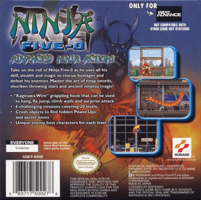 Ninja Five-O — Box back