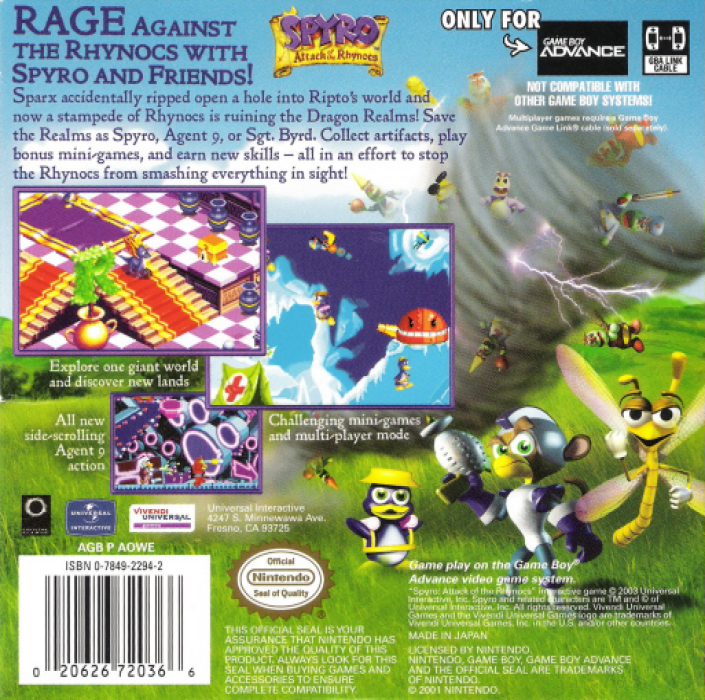 Spyro: Attack of the Rhynocs — Box back