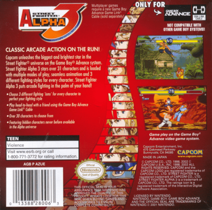 Street Fighter Alpha 3 — Box back