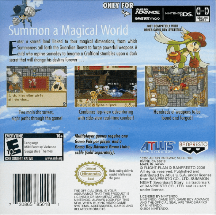 Summon Night : Swordcraft Story — Box back