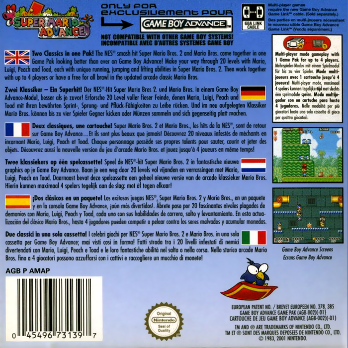 Super Mario Advance — Box back