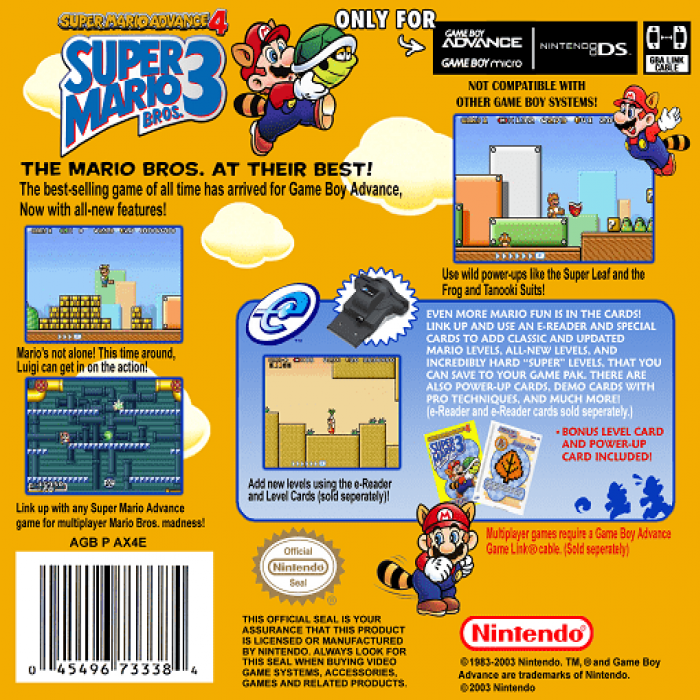 Super Mario Advance 4 : Super Mario Bros. 3 — Box back