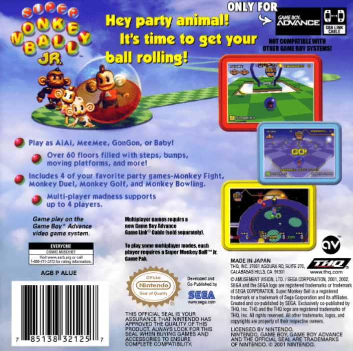 Super Monkey Ball Jr. — Box back