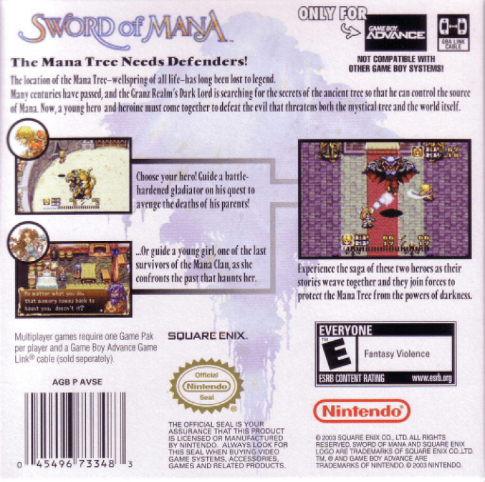 Sword of Mana — Box back