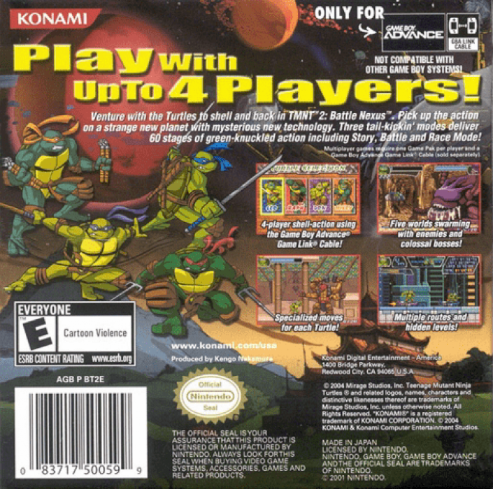 Teenage Mutant Ninja Turtles 2 : Battle Nexus — Box back